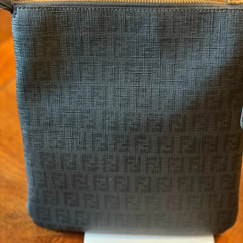 EUC Fendi Black Zucchino Coated Can as Charm. Crossbody